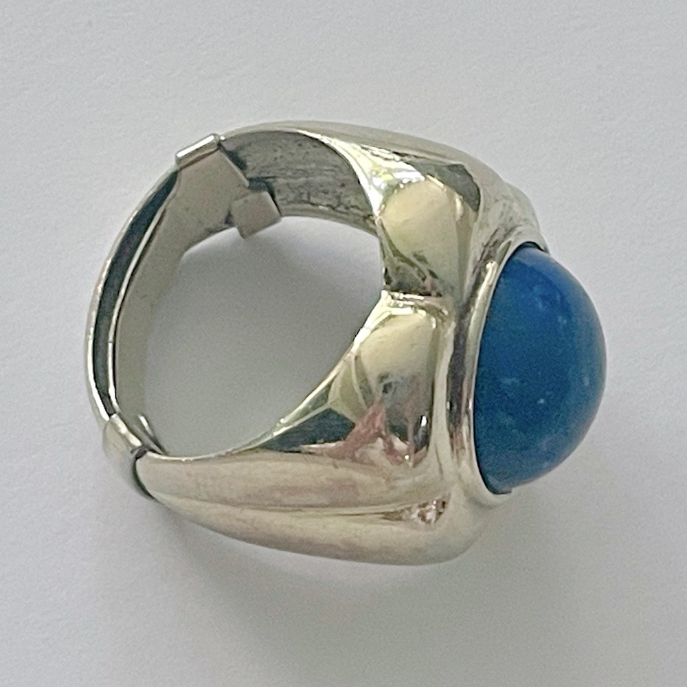 LE MONDE LE BIJOUX Lapis Lazuli stone in 925 sterling flower setting, sz8, 12.8g - Picture 13 of 13